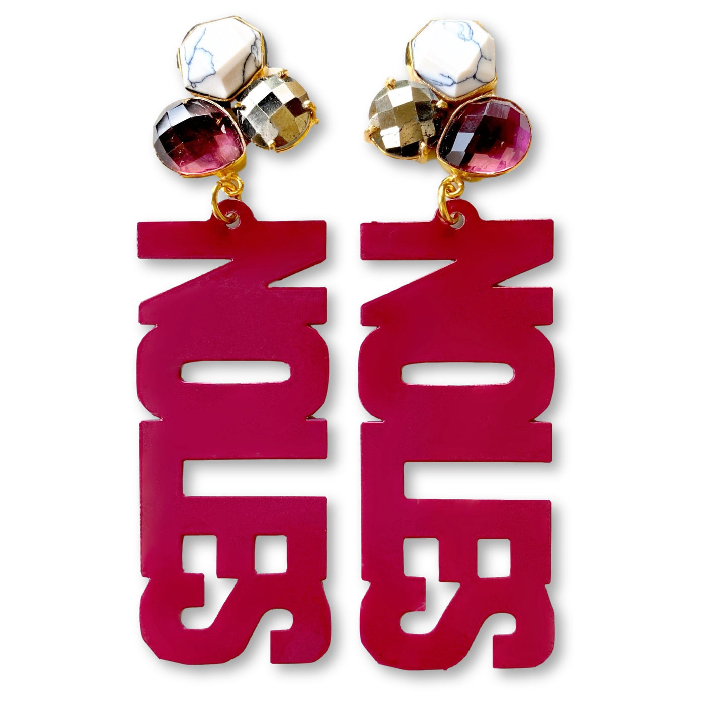 FSU Garnet NOLES Earrings with 3 Gemstones