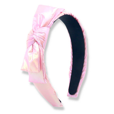 Thin Pink Iridescent Side Bow Headband