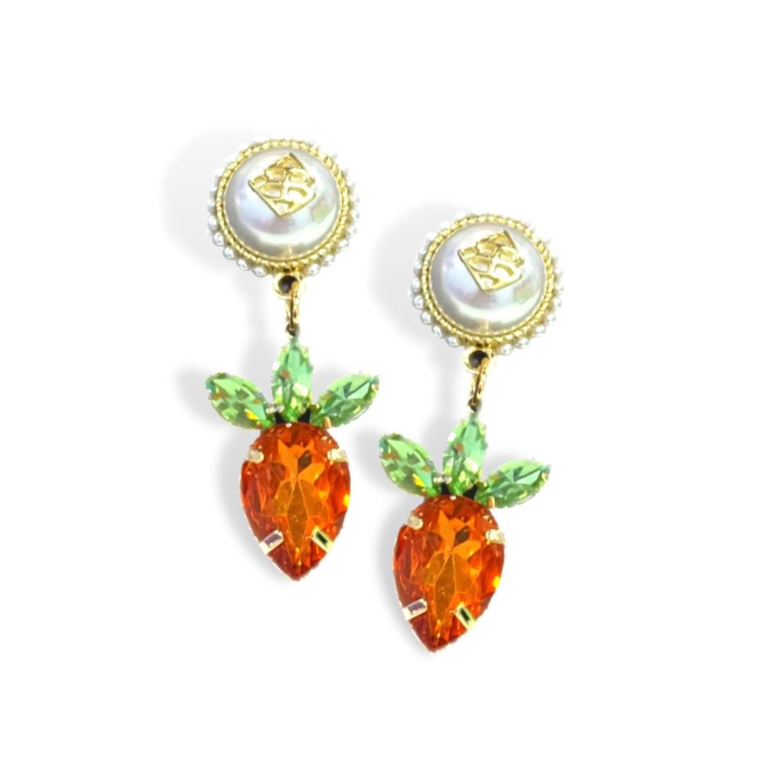 Carrot Crystal Earring with BC Pearl Logo Top