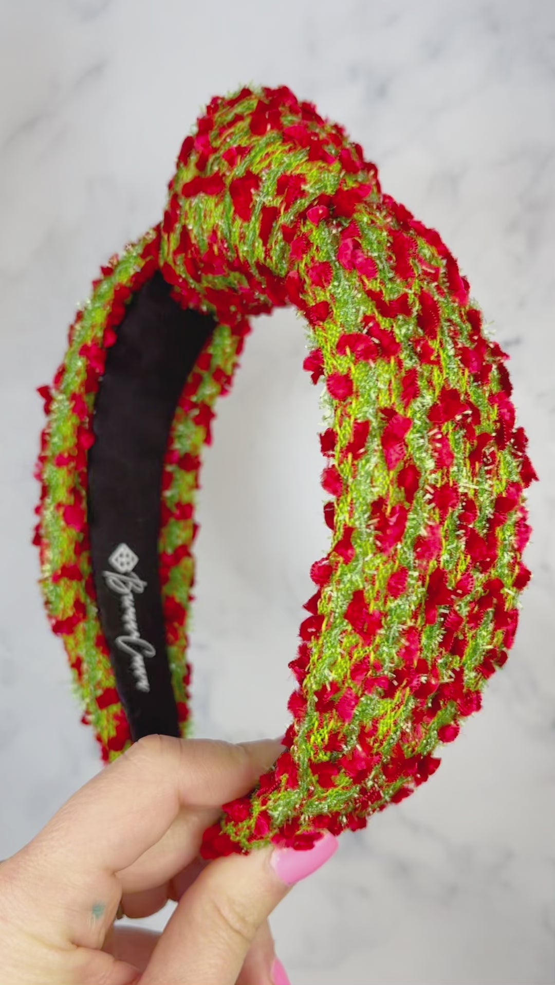 Green and Red Textured Woven Headband