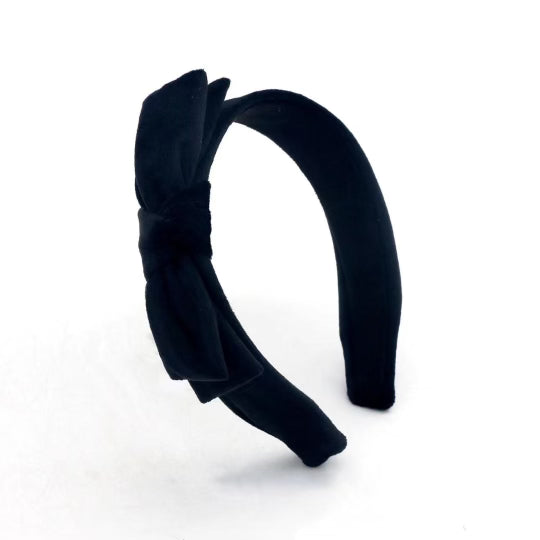 Thin Black Velvet Side Bow Headband