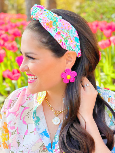 Spring Flower Garden Headband with Crystals and Pearls