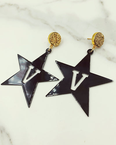 Vanderbilt Black Star Earrings with Gold Druzy