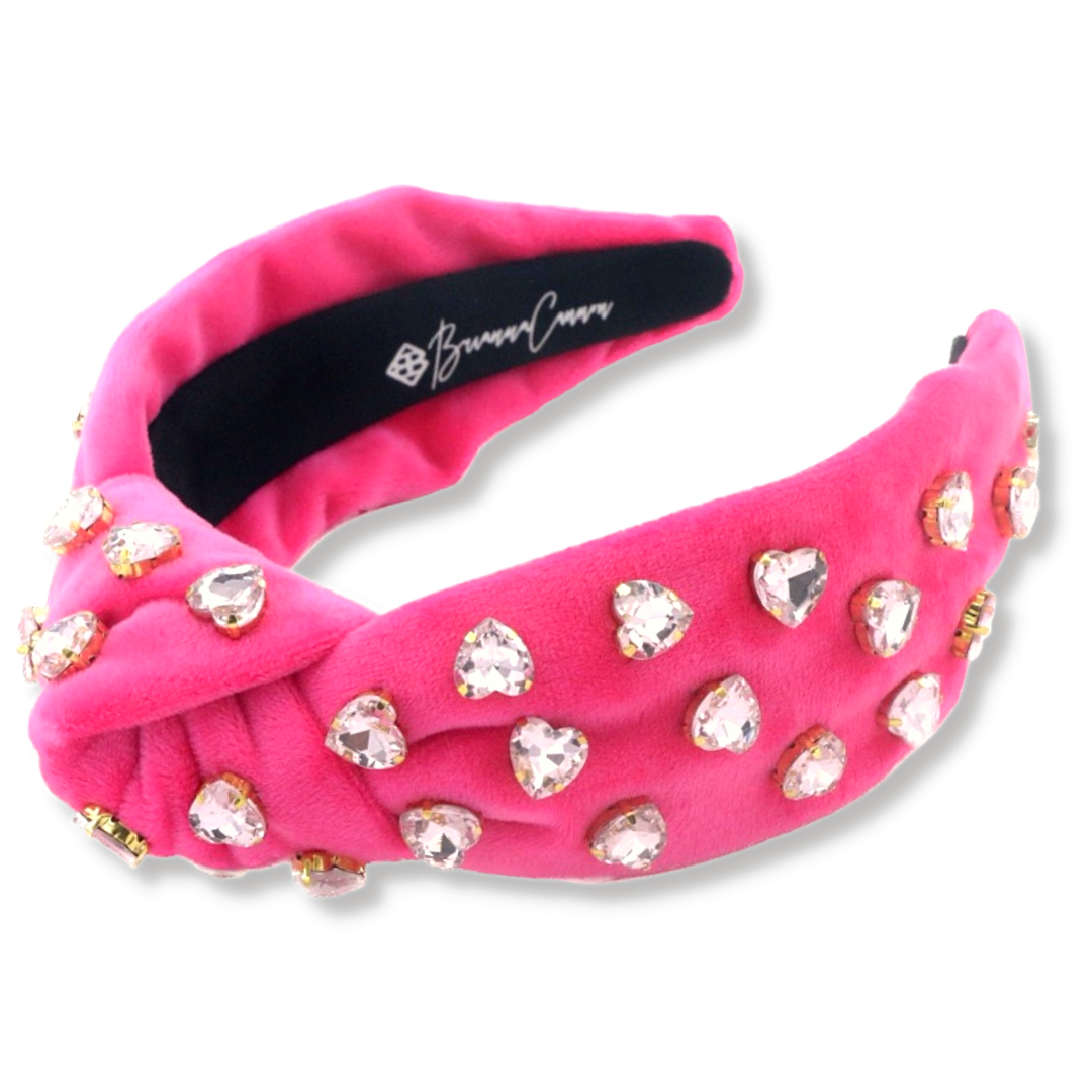Hot Pink Velvet Headband with Hot Pink Hand-Sewn Crystals – Brianna Cannon