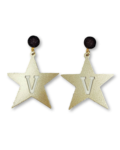 Vanderbilt Gold Tone Star Earrings with Black Druzy