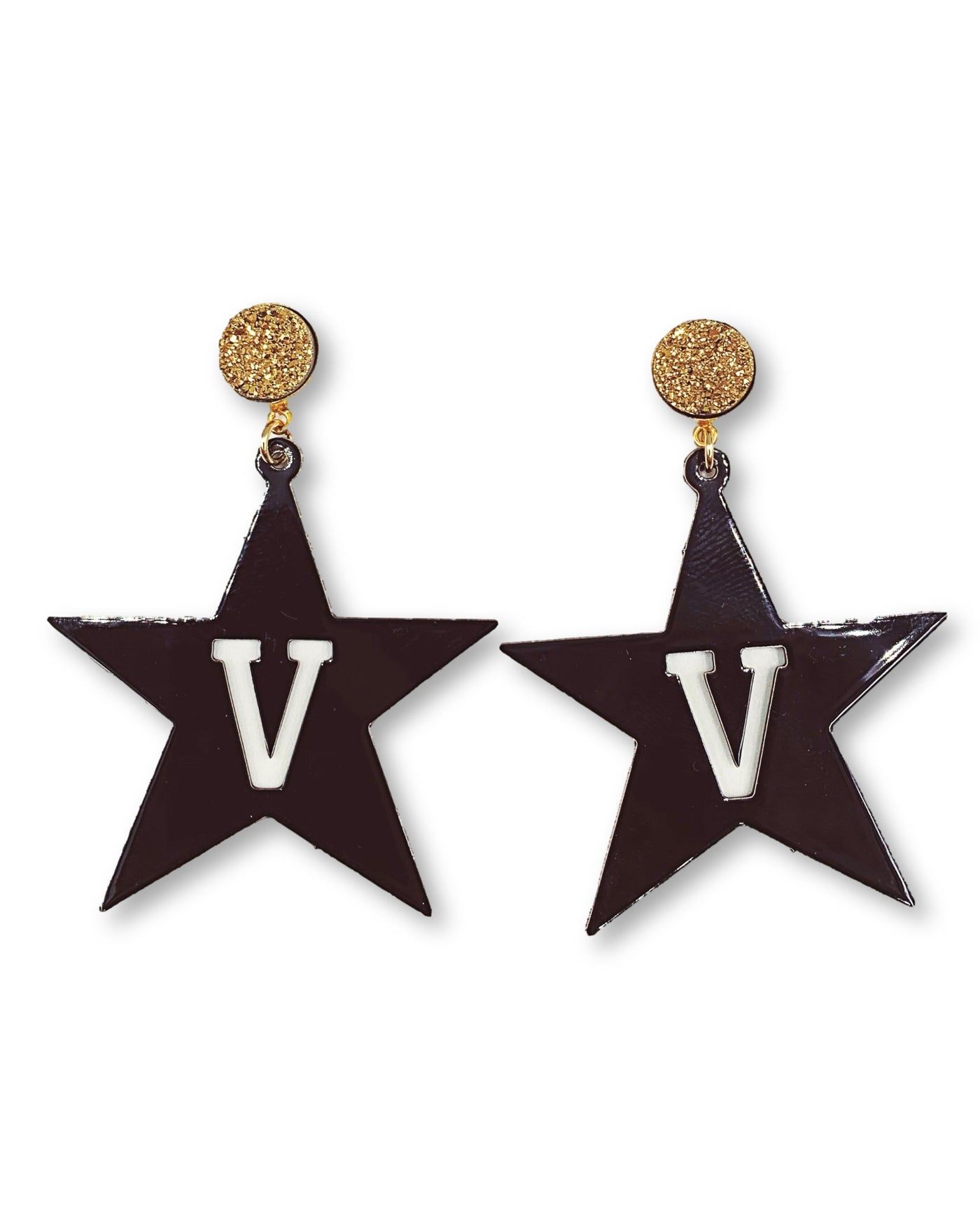 Vanderbilt Black Star Earrings with Gold Druzy