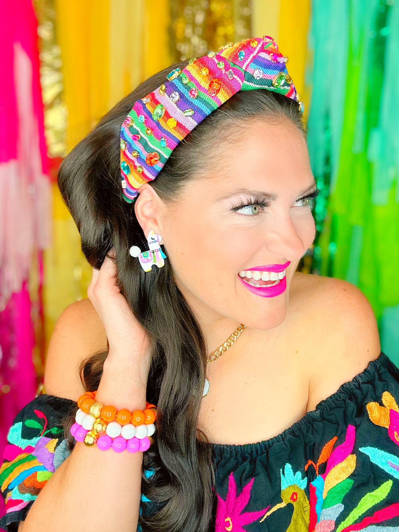 Rainbow Serape Fiesta Crystal Headband