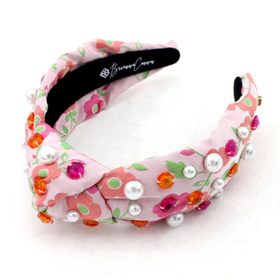 Pink Daisy Headband with Crystals and Pearls