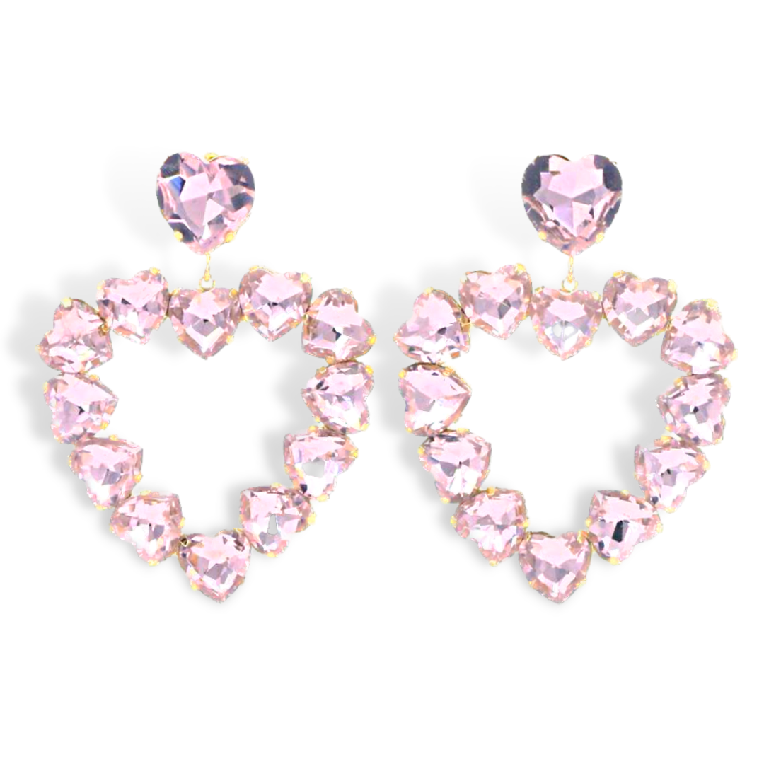 Light Pink Crystal Heart Earring