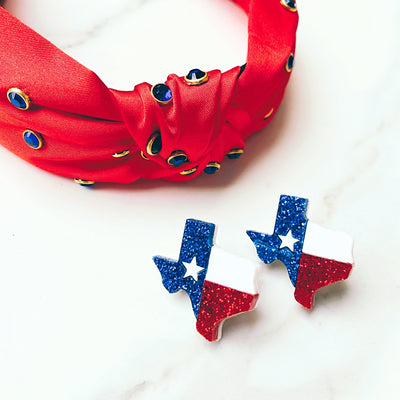 Texas Proud - Red, White, and Blue Shape of Texas Flag Earrings (2 SIZES)