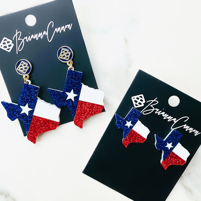 Texas Proud - Red, White, and Blue Shape of Texas Flag Earrings (2 SIZES)