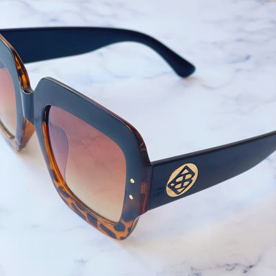 Black and Tortoise Square Frame Brianna Cannon Sunnies